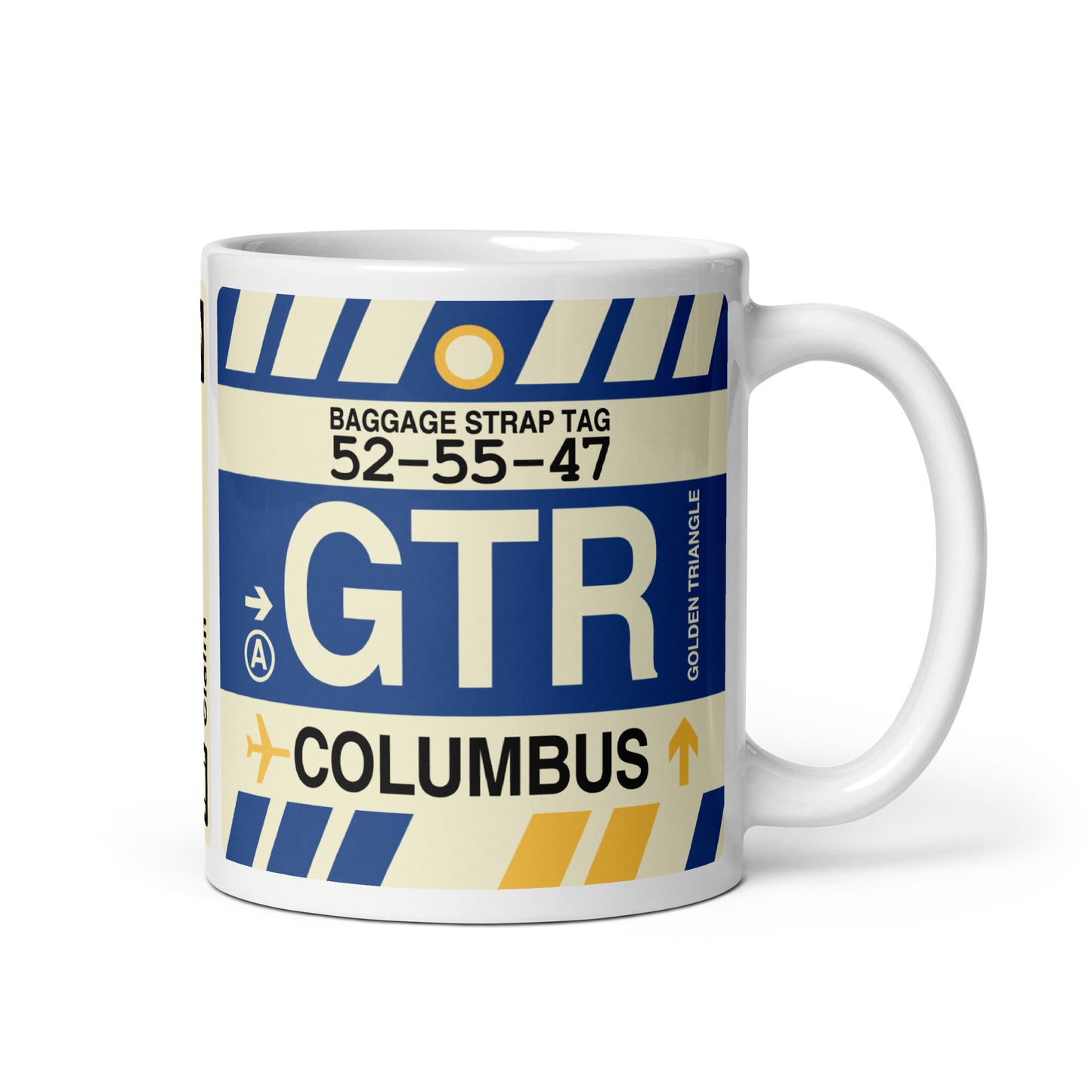 GTR Columbus Coffee Mug • Jet Age Baggage Tag Design • YHM Designs - Image 01