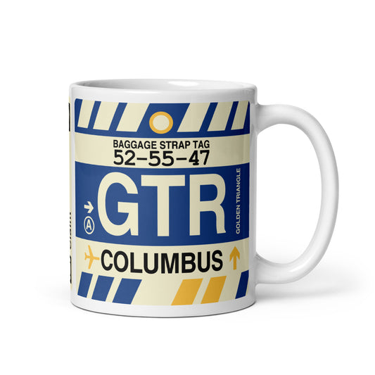 GTR Columbus Coffee Mug • Jet Age Baggage Tag Design • YHM Designs - Image 01