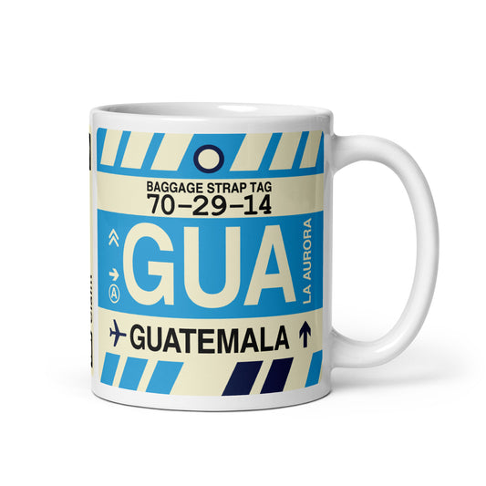 GUA Guatemala City Coffee Mug • Jet Age Baggage Tag Design • YHM Designs - Image 01