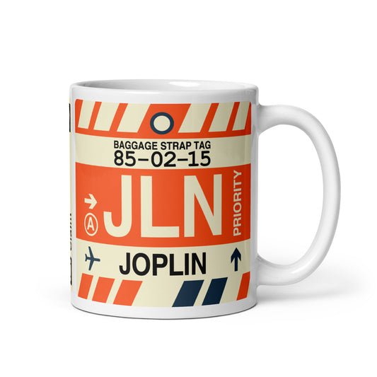 JLN Joplin Coffee Mug • Jet Age Baggage Tag Design • YHM Designs - Image 01