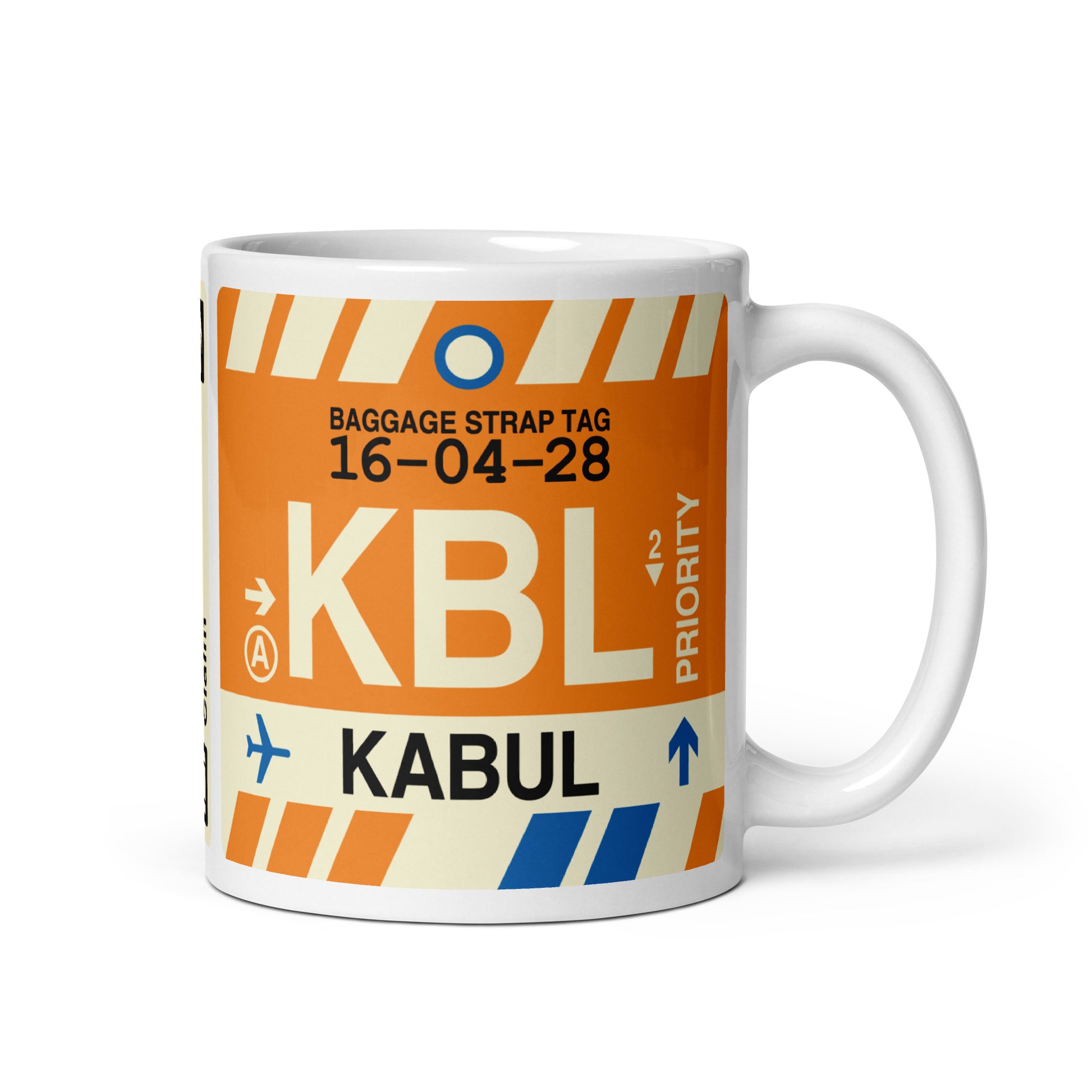 KBL Kabul Coffee Mug • Jet Age Baggage Tag Design • YHM Designs - Image 01