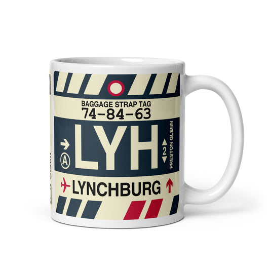 LYH Lynchburg Coffee Mug • Jet Age Baggage Tag Design • YHM Designs - Image 01