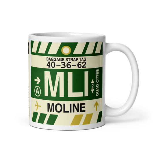 MLI Moline Coffee Mug • Jet Age Baggage Tag Design • YHM Designs - Image 01