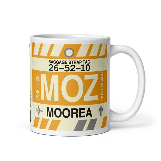 MOZ Moorea Coffee Mug • Jet Age Baggage Tag Design • YHM Designs - Image 01