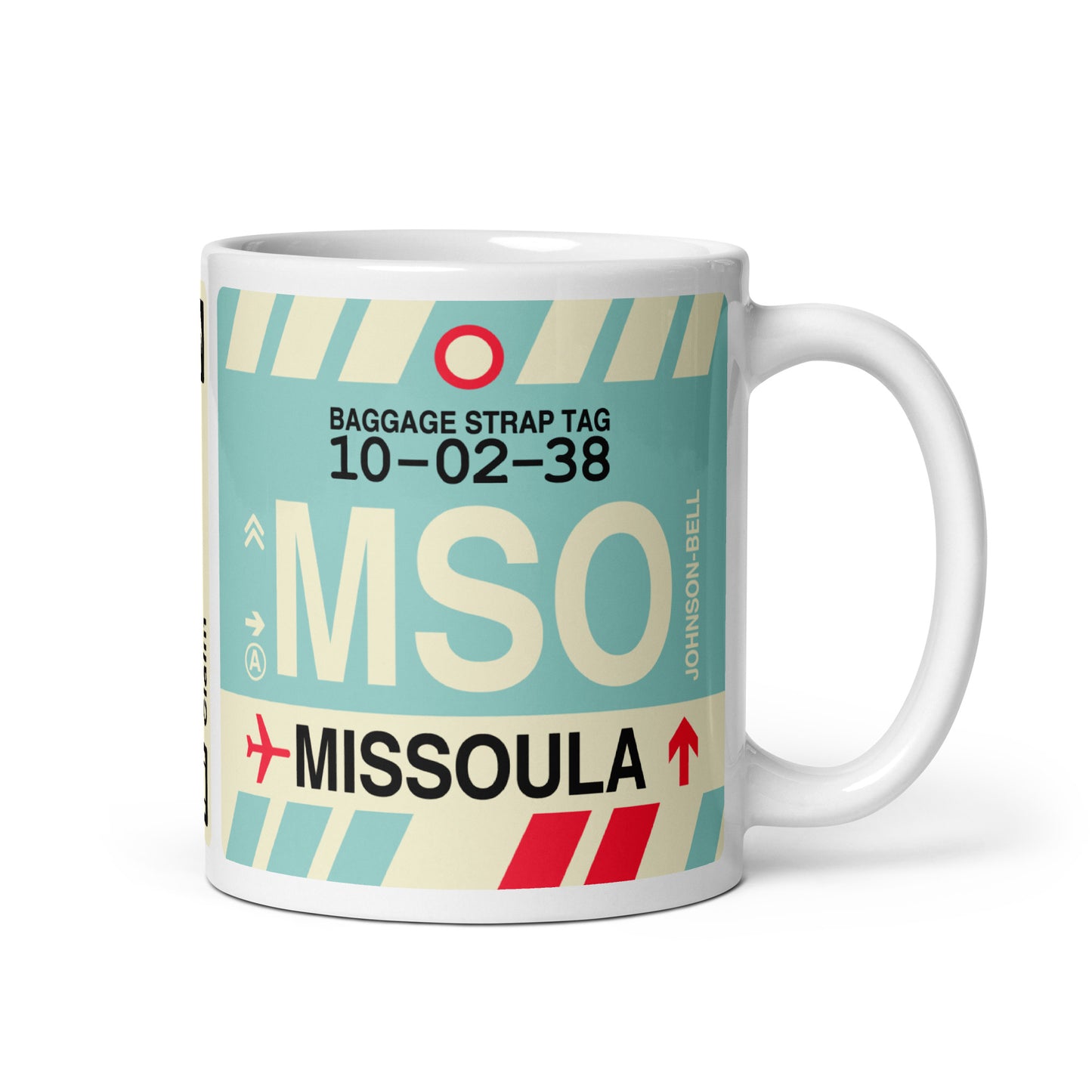 MSO Missoula Coffee Mug • Jet Age Baggage Tag Design • YHM Designs - Image 01