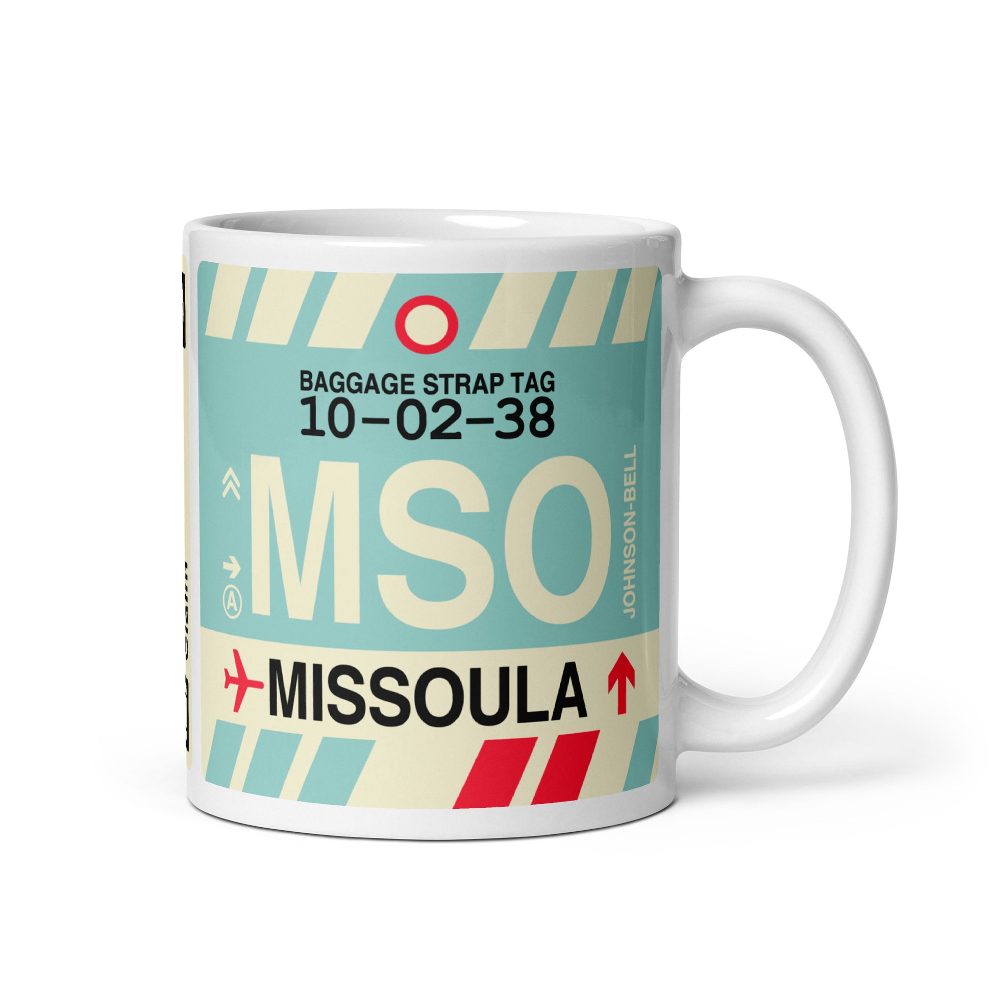 MSO Missoula Coffee Mug • Jet Age Baggage Tag Design • YHM Designs - Image 01