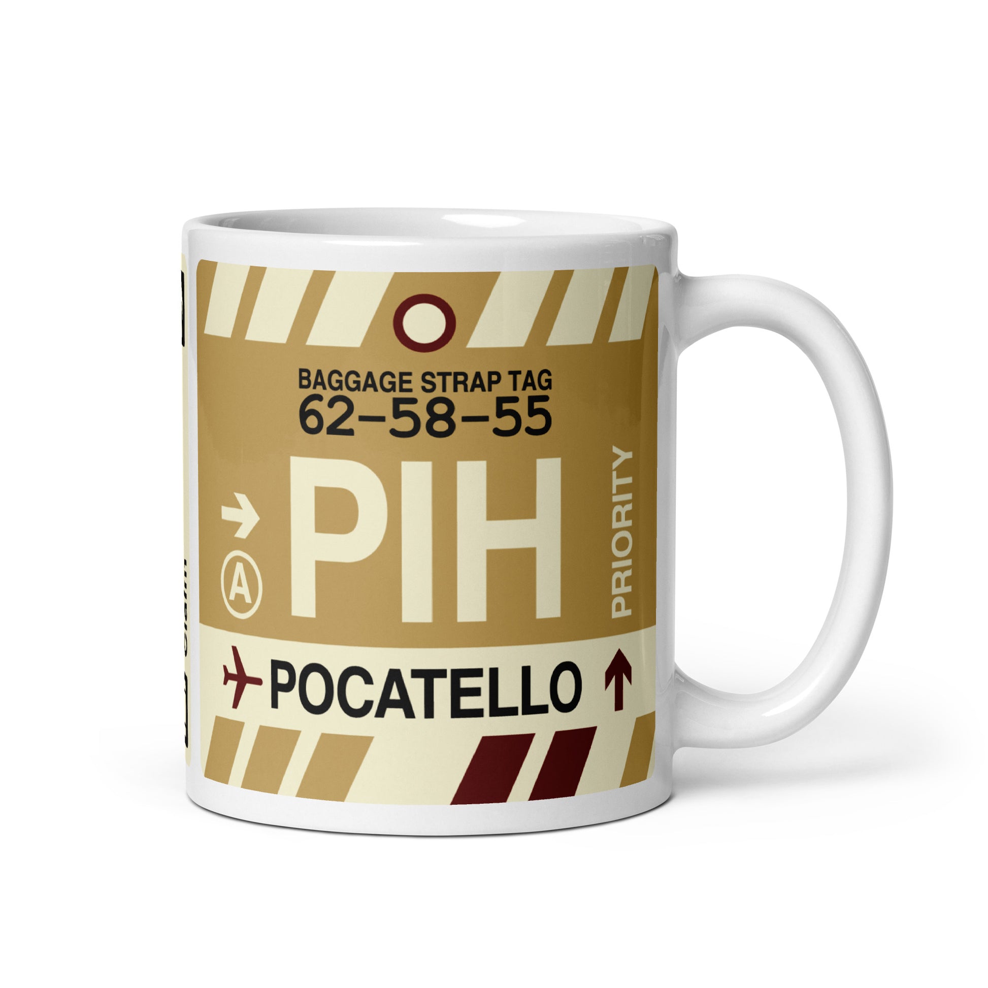 PIH Pocatello Coffee Mug • Jet Age Baggage Tag Design • YHM Designs - Image 01