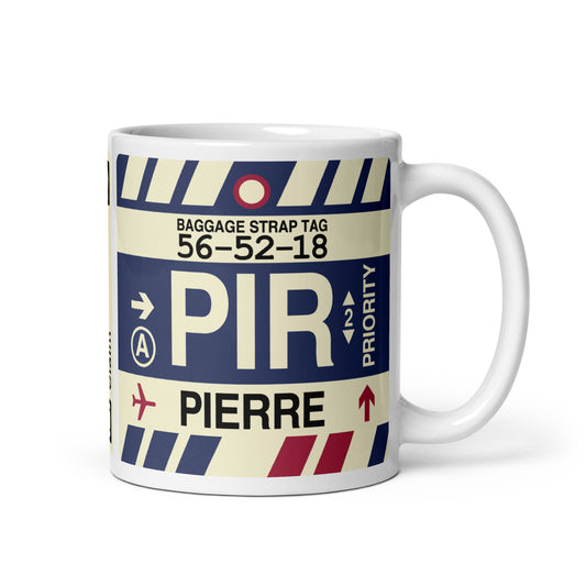 PIR Pierre Coffee Mug • Jet Age Baggage Tag Design • YHM Designs - Image 01