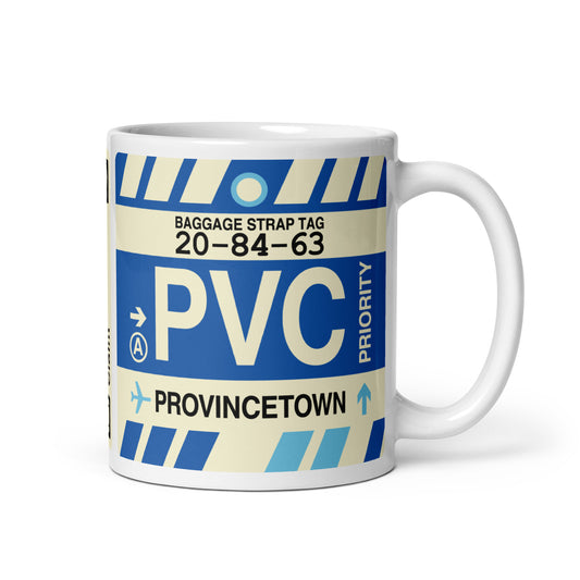 PVC Provincetown Coffee Mug • Jet Age Baggage Tag Design • YHM Designs - Image 01