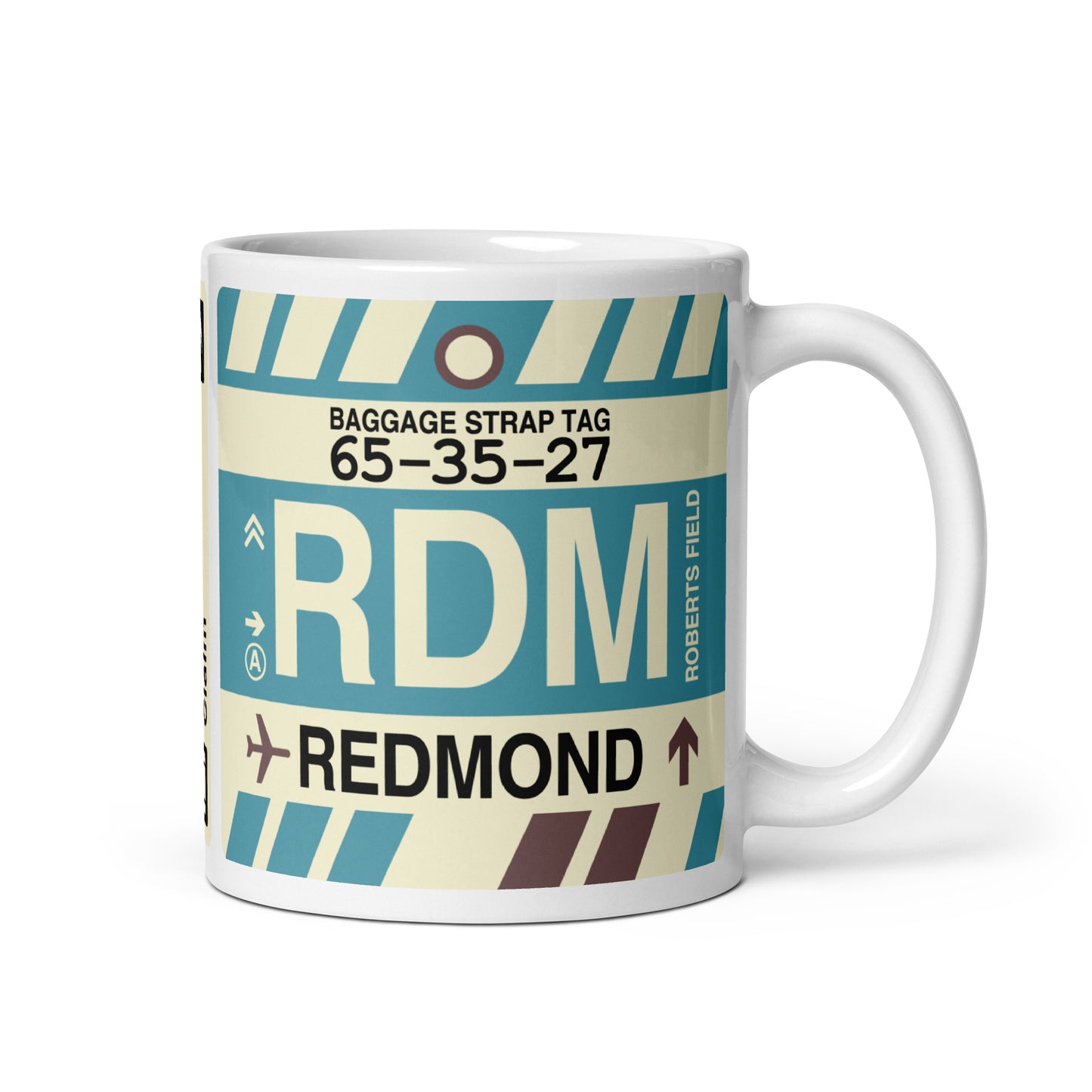 RDM Redmond Coffee Mug • Jet Age Baggage Tag Design • YHM Designs - Image 01
