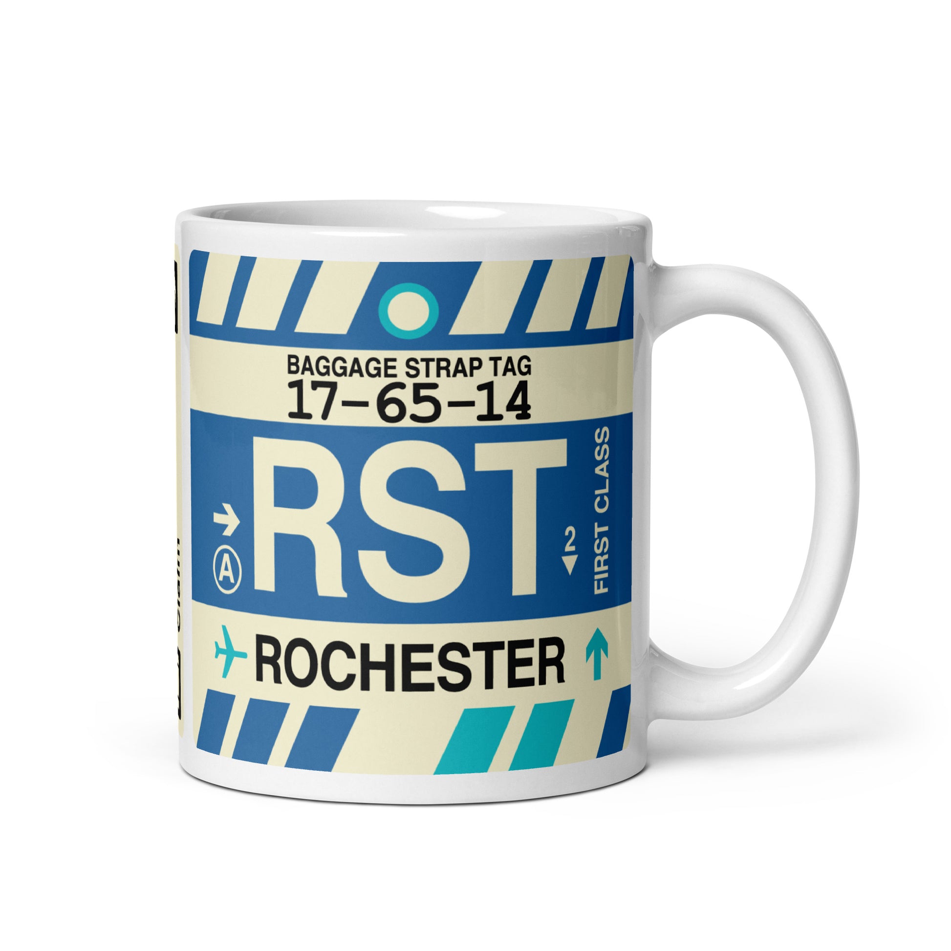 RST Rochester Coffee Mug • Jet Age Baggage Tag Design • YHM Designs - Image 01