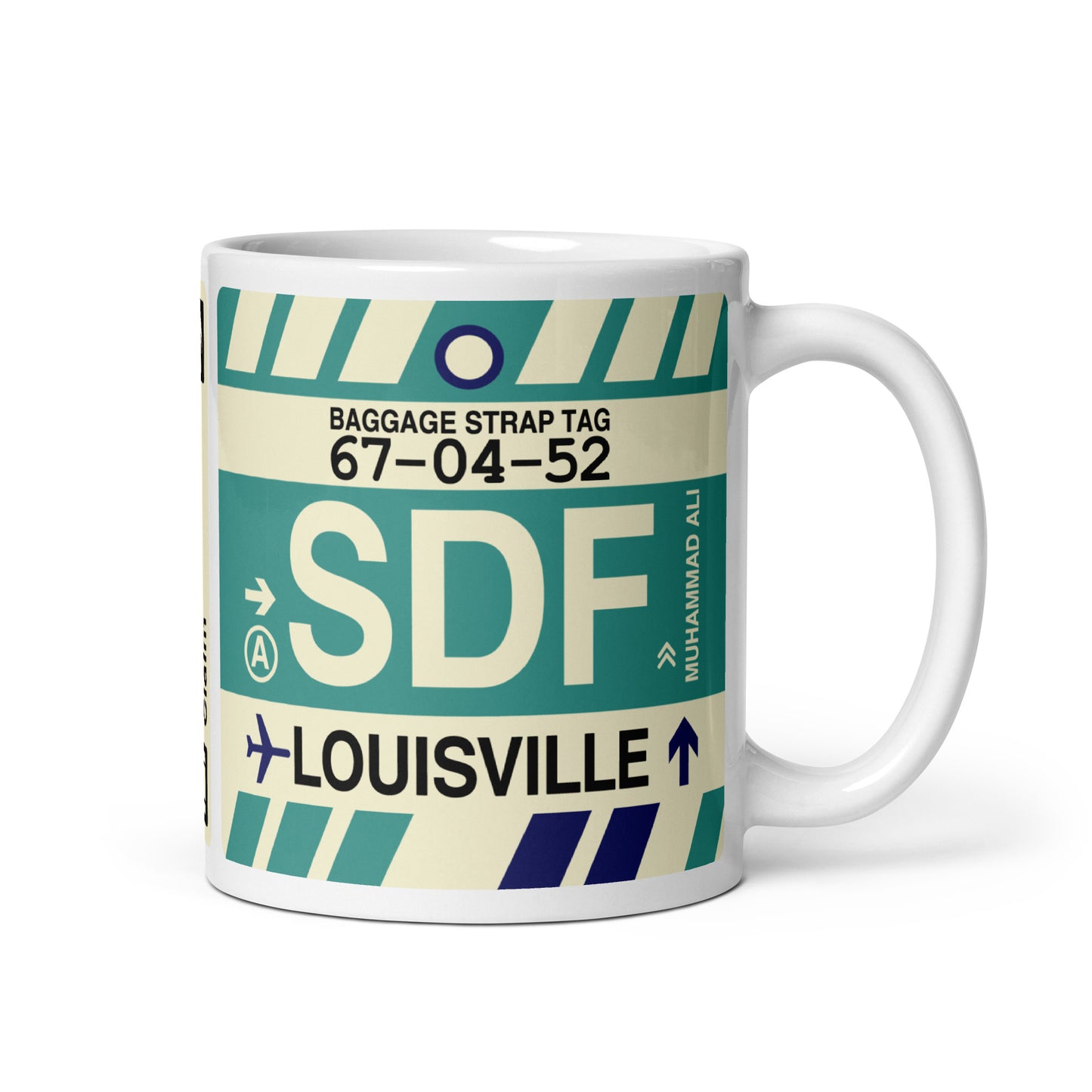 SDF Louisville Coffee Mug • Jet Age Baggage Tag Design • YHM Designs - Image 01