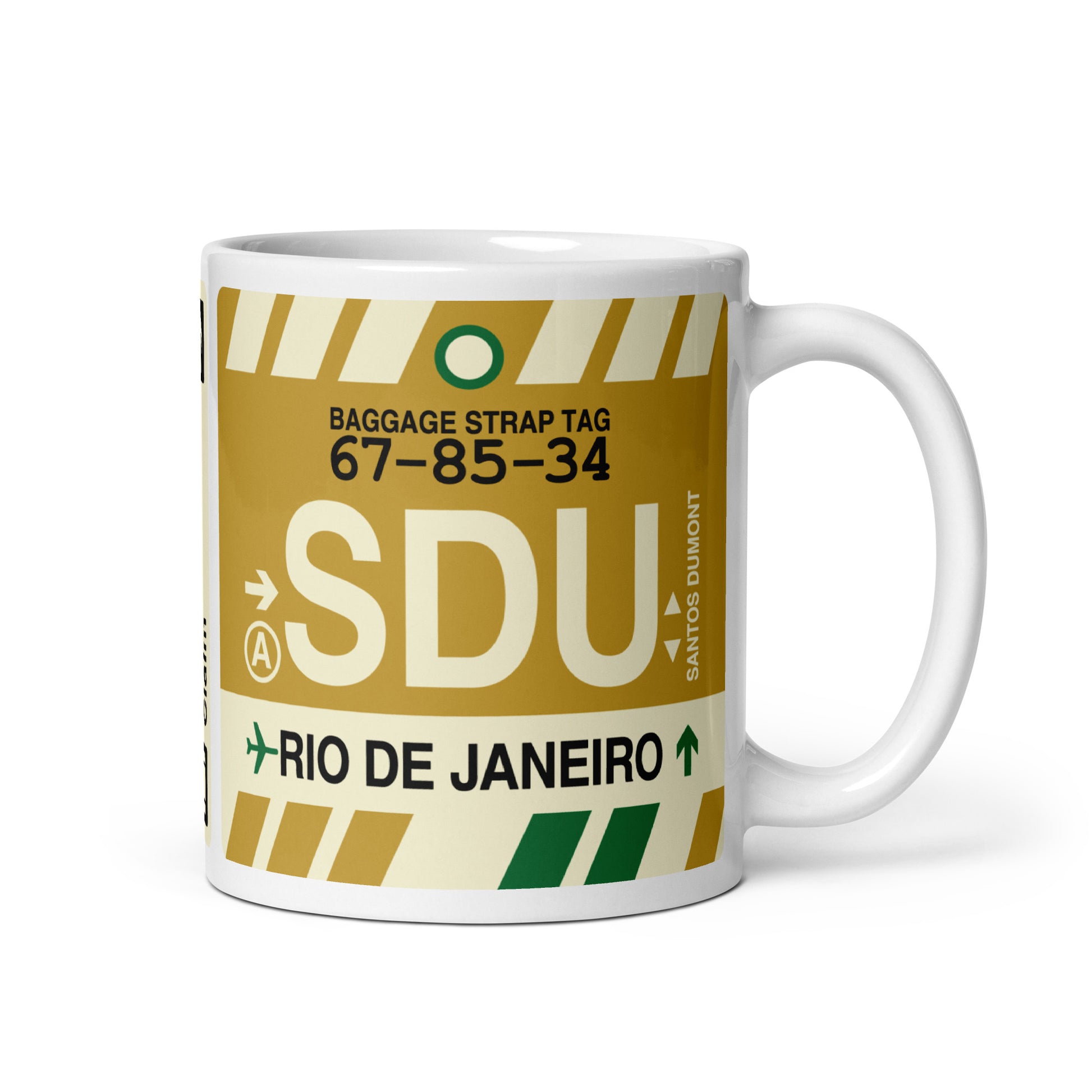 SDU Rio de Janeiro Coffee Mug • Jet Age Baggage Tag Design • YHM Designs - Image 01