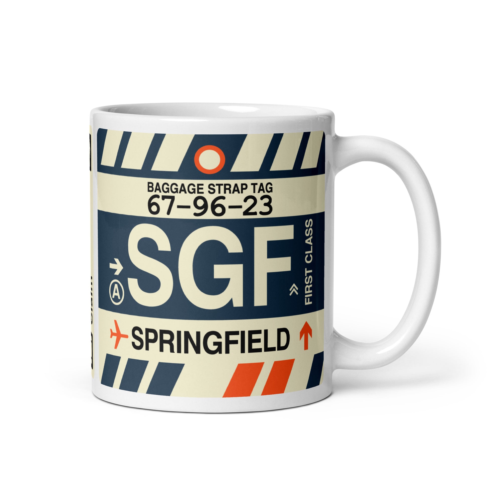SGF Springfield Coffee Mug • Jet Age Baggage Tag Design • YHM Designs - Image 01