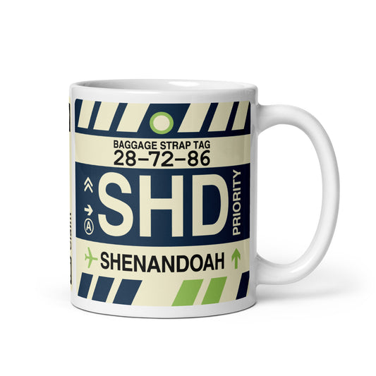 SHD Shenandoah Valley Coffee Mug • Jet Age Baggage Tag Design • YHM Designs - Image 01