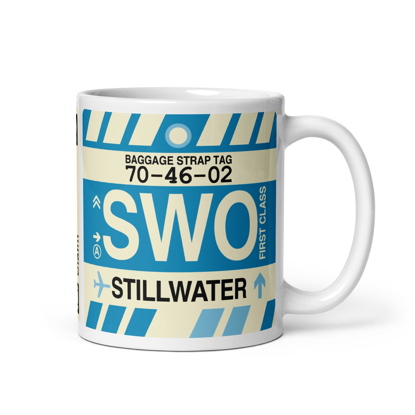 SWO Stillwater Coffee Mug • Jet Age Baggage Tag Design • YHM Designs - Image 01
