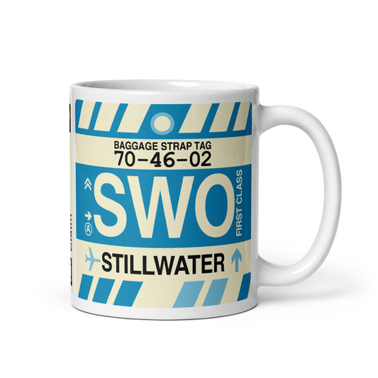 SWO Stillwater Coffee Mug • Jet Age Baggage Tag Design • YHM Designs - Image 01