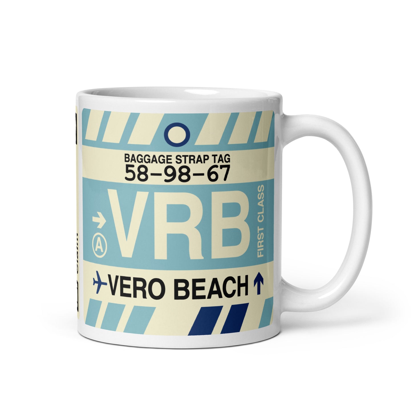 VRB Vero Beach Coffee Mug • Jet Age Baggage Tag Design • YHM Designs - Image 01