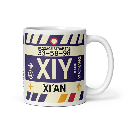 XIY Xi'an Coffee Mug • Jet Age Baggage Tag Design • YHM Designs - Image 01
