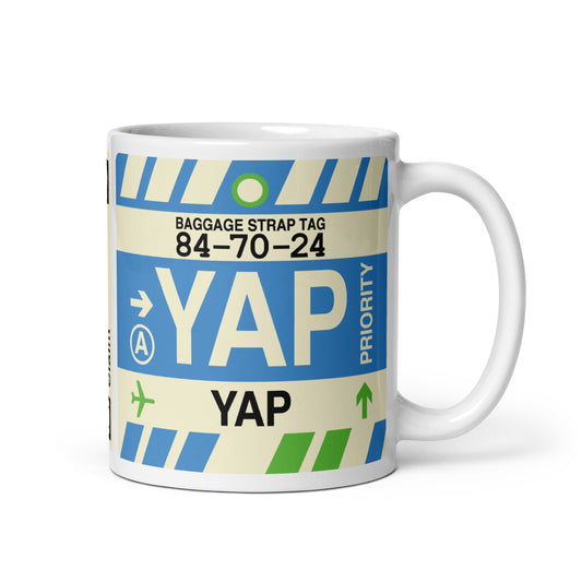 YAP Yap Coffee Mug • Jet Age Baggage Tag Design • YHM Designs - Image 01