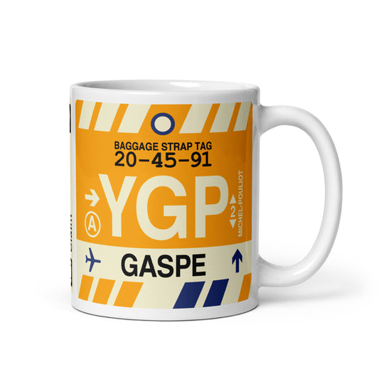 YGP Gaspé Coffee Mug • Jet Age Baggage Tag Design • YHM Designs - Image 01