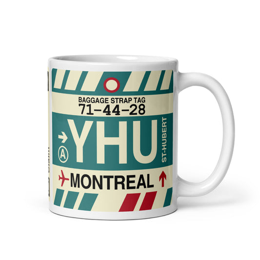 YHU Montreal Coffee Mug • Jet Age Baggage Tag Design • YHM Designs - Image 01