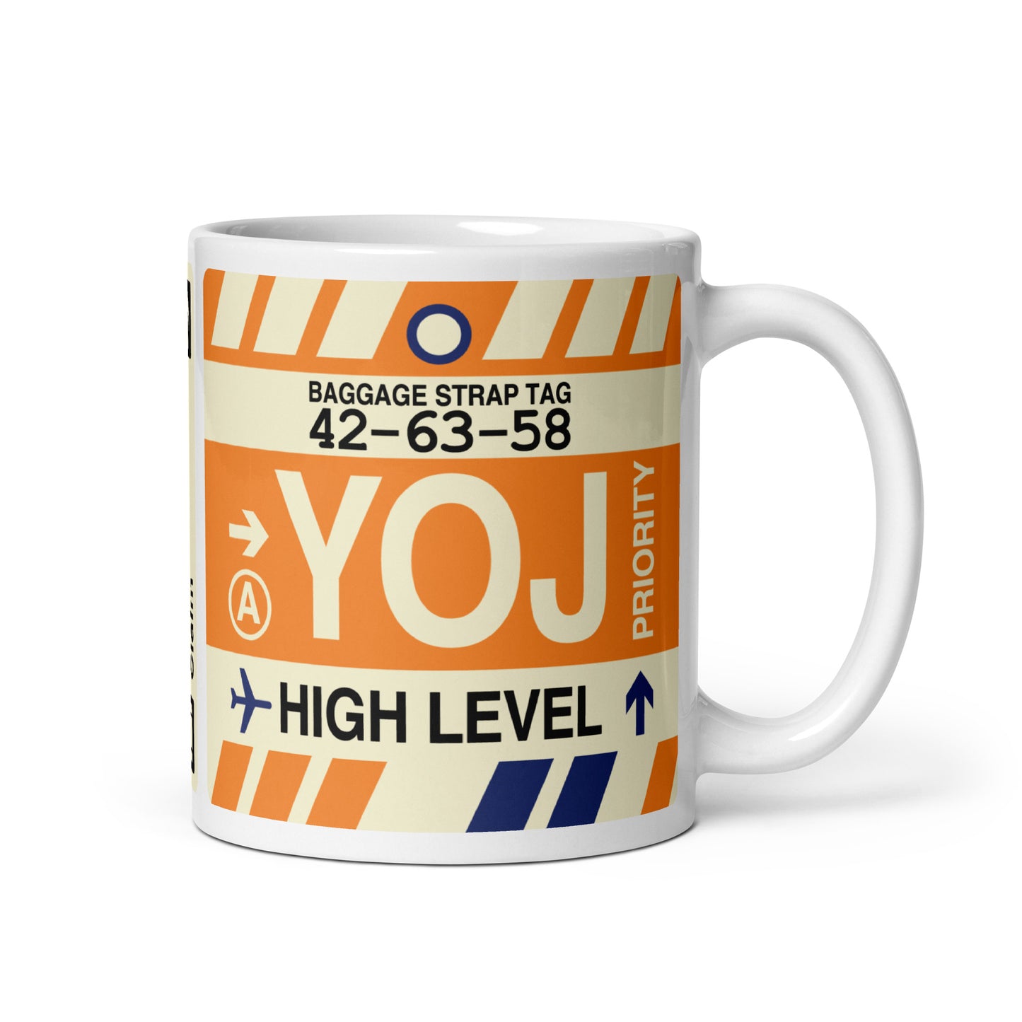 YOJ High Level Coffee Mug • Jet Age Baggage Tag Design • YHM Designs - Image 01