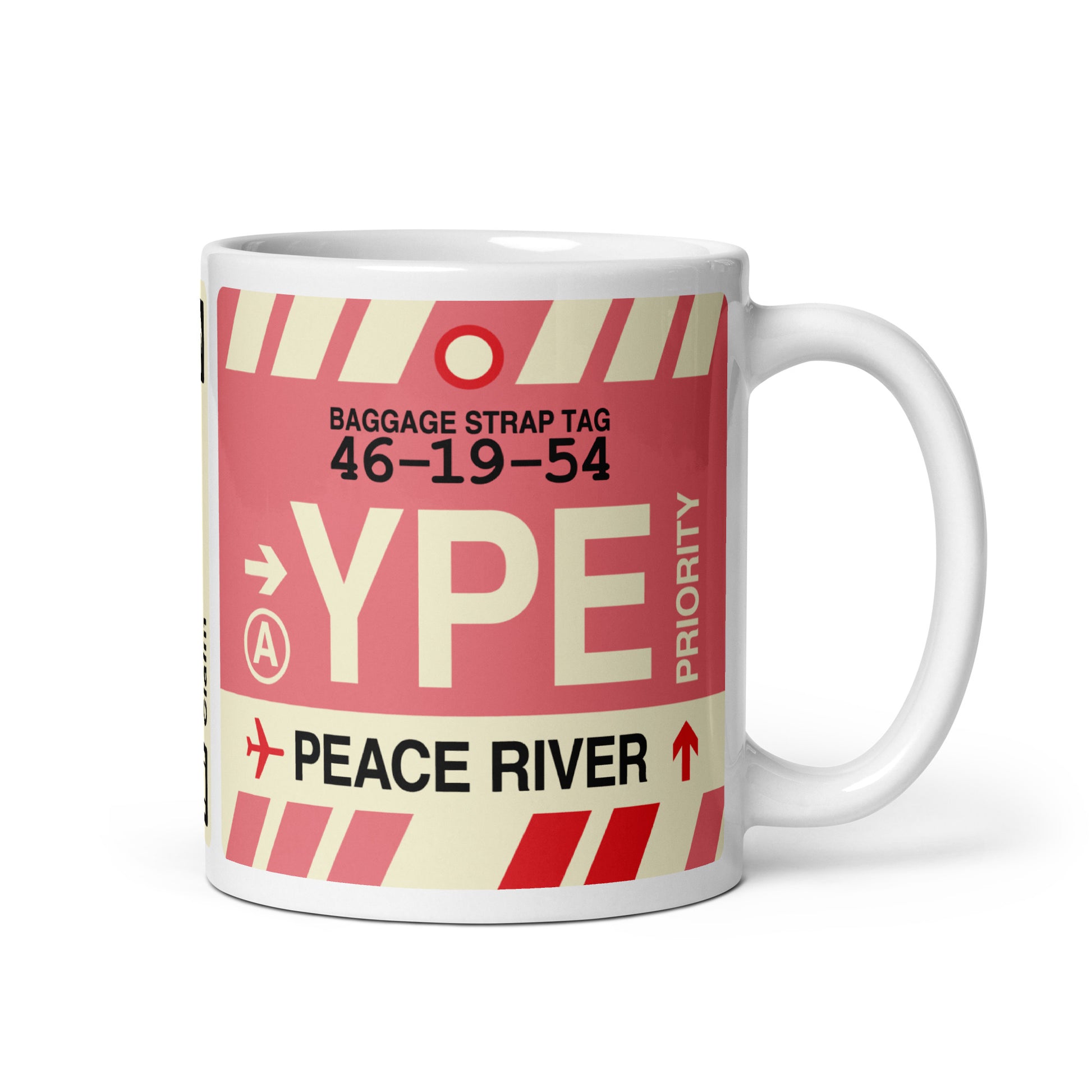 YPE Peace River Coffee Mug • Jet Age Baggage Tag Design • YHM Designs - Image 01