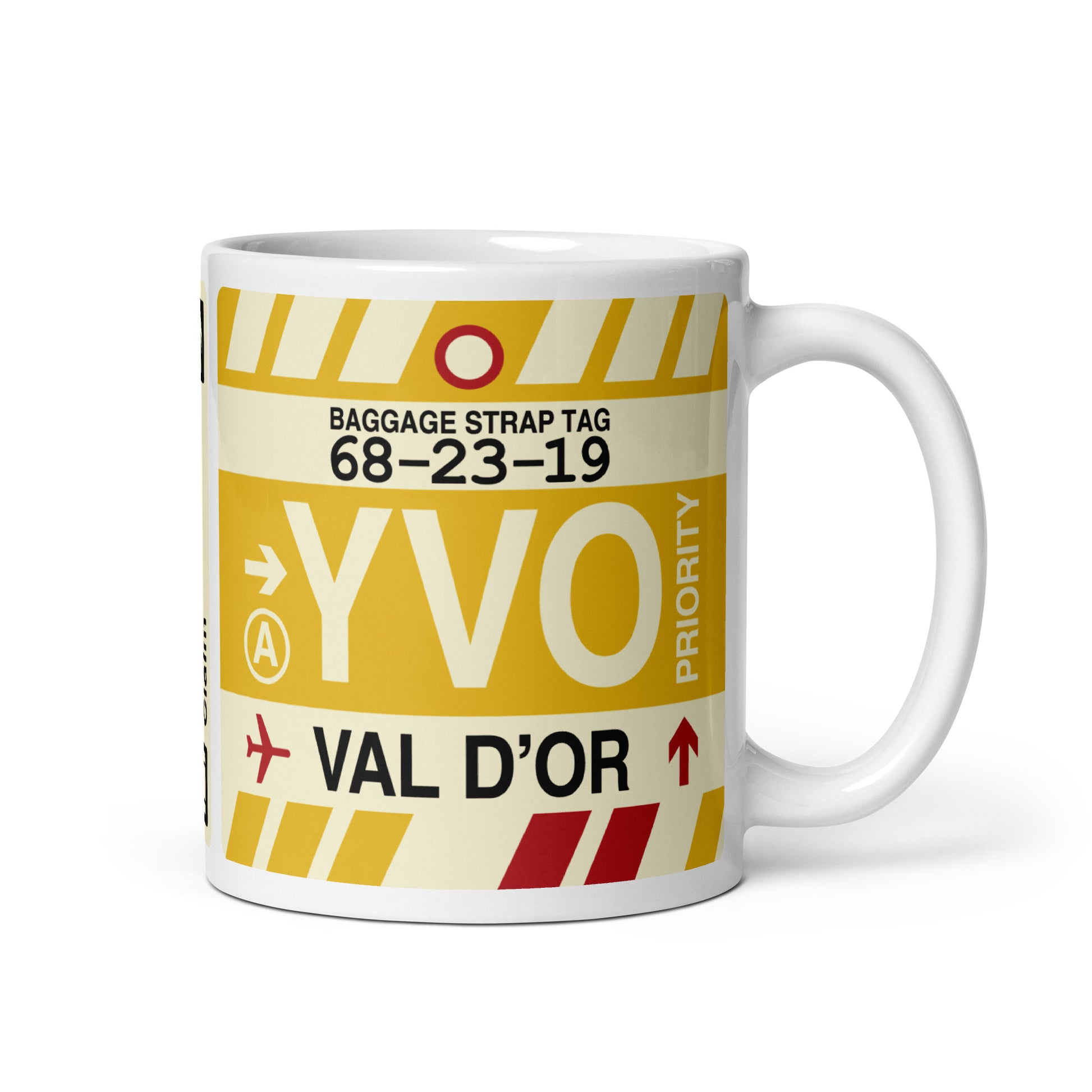 YVO Val D'Or Coffee Mug • Jet Age Baggage Tag Design • YHM Designs - Image 01