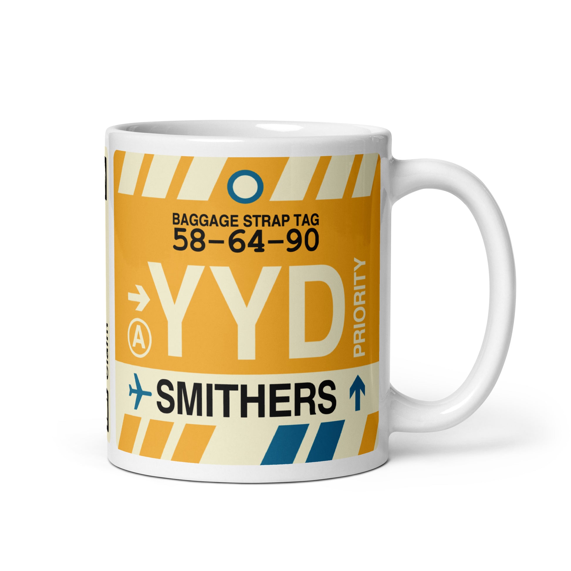 YYD Smithers Coffee Mug • Jet Age Baggage Tag Design • YHM Designs - Image 01