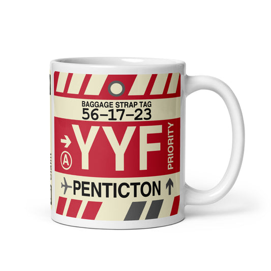 YYF Penticton Coffee Mug • Jet Age Baggage Tag Design • YHM Designs - Image 01