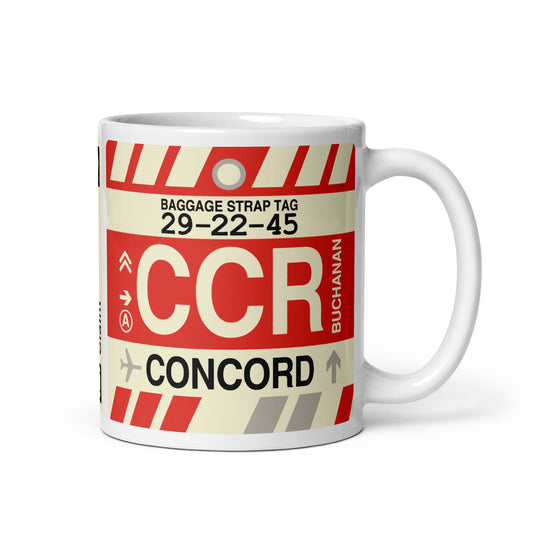 CCR Concord Coffee Mug • Jet Age Baggage Tag Design • YHM Designs - Image 01