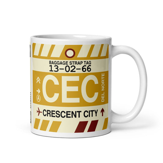 CEC Crescent City Coffee Mug • Jet Age Baggage Tag Design • YHM Designs - Image 01