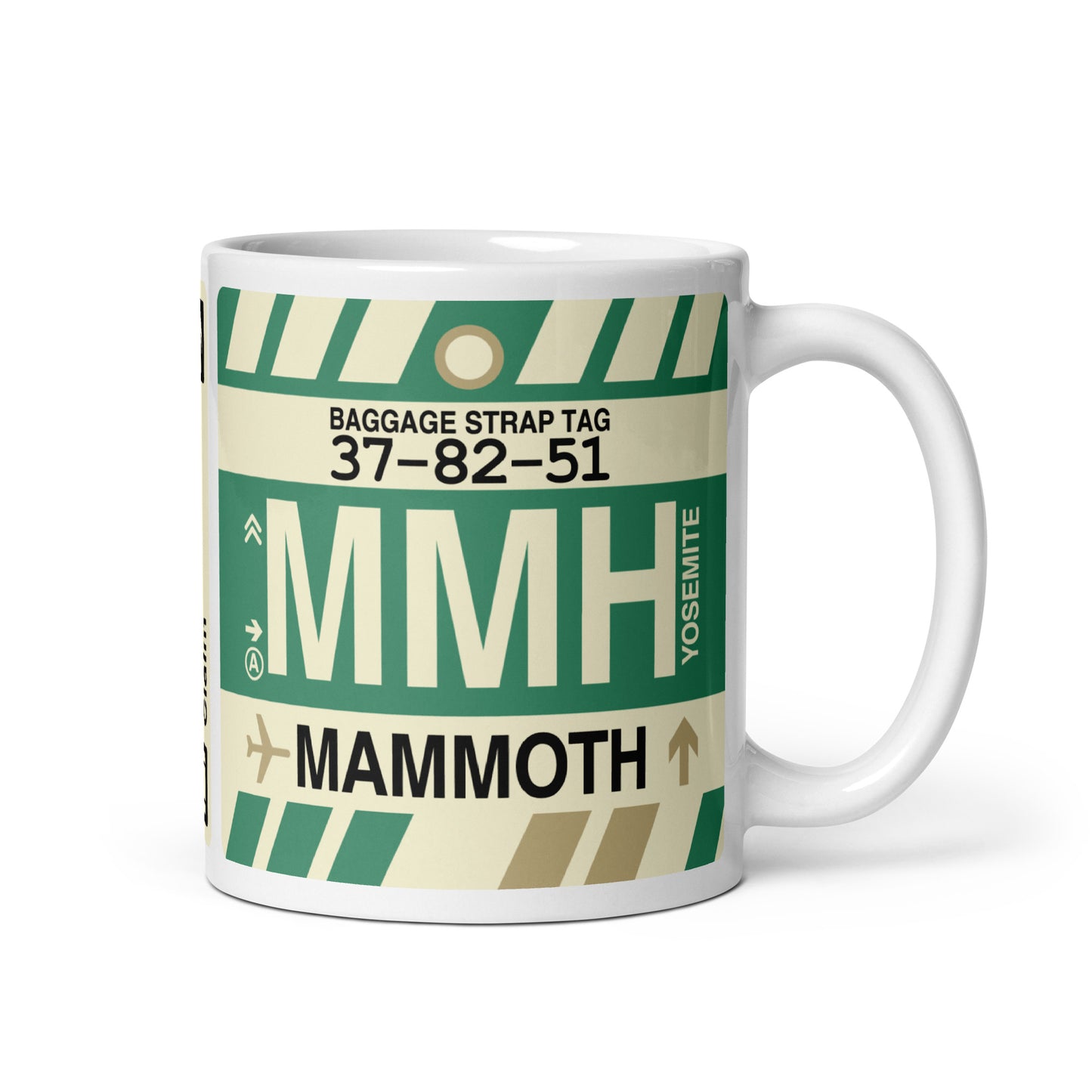 MMH Mammoth Lakes Coffee Mug • Jet Age Baggage Tag Design • YHM Designs - Image 01