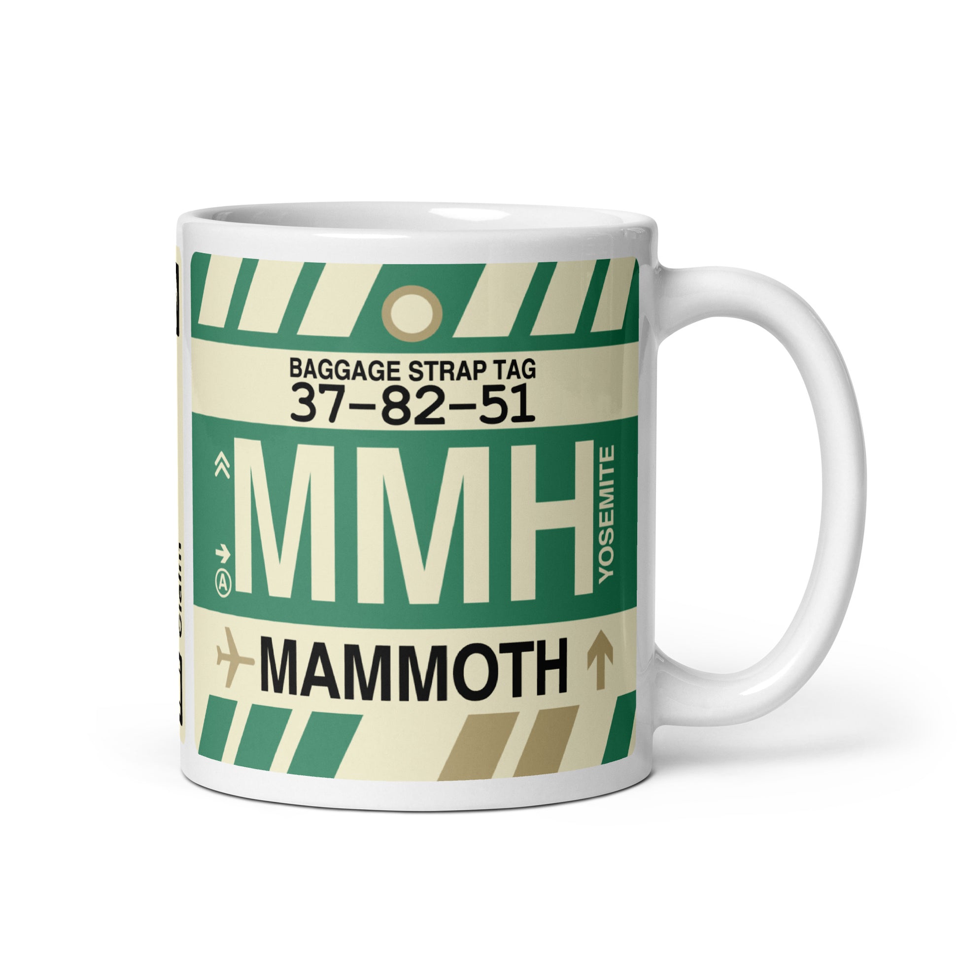 MMH Mammoth Lakes Coffee Mug • Jet Age Baggage Tag Design • YHM Designs - Image 01