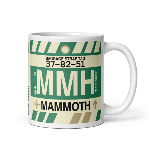 MMH Mammoth Lakes Coffee Mug • Jet Age Baggage Tag Design • YHM Designs - Image 01