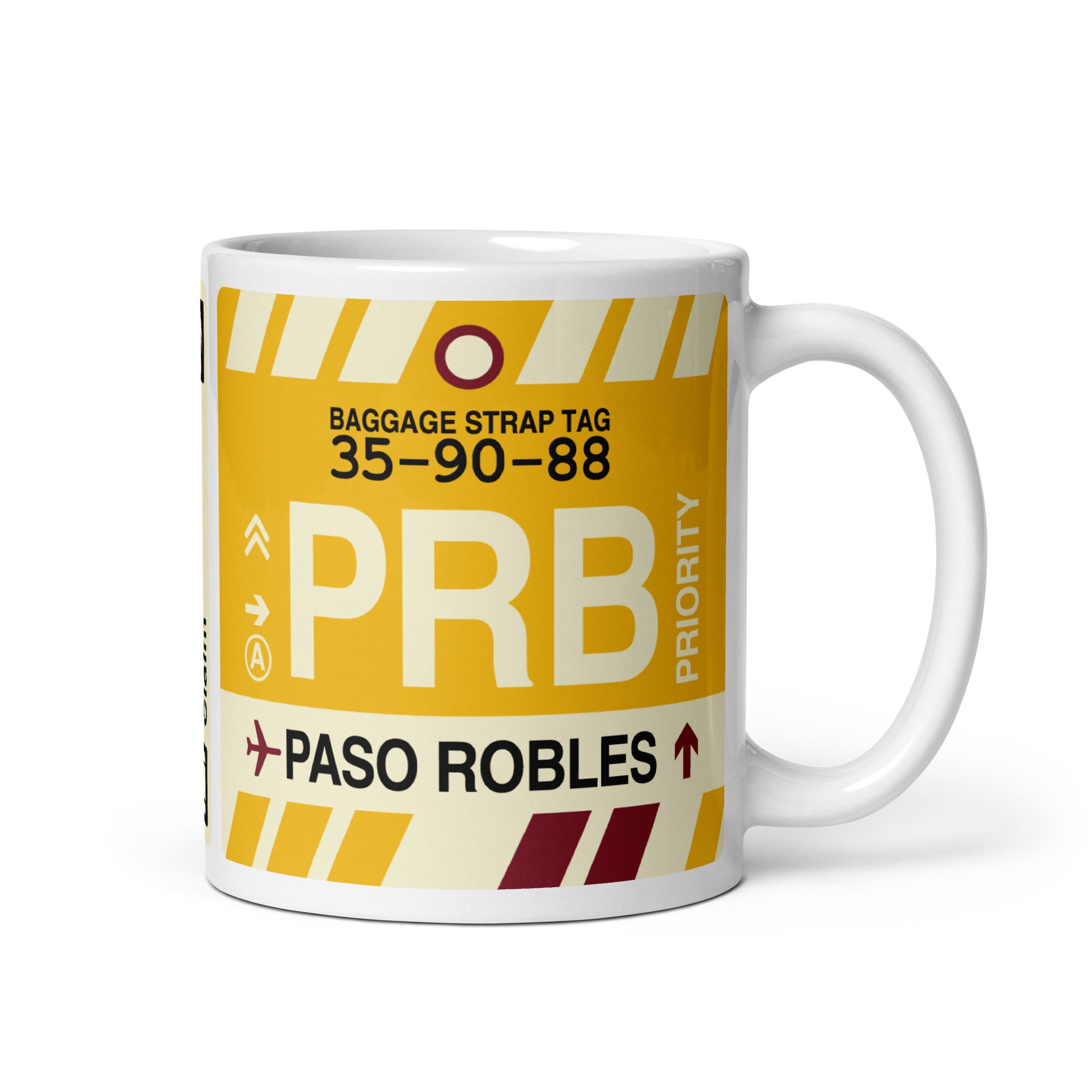 PRB Paso Robles Coffee Mug • Jet Age Baggage Tag Design • YHM Designs - Image 01