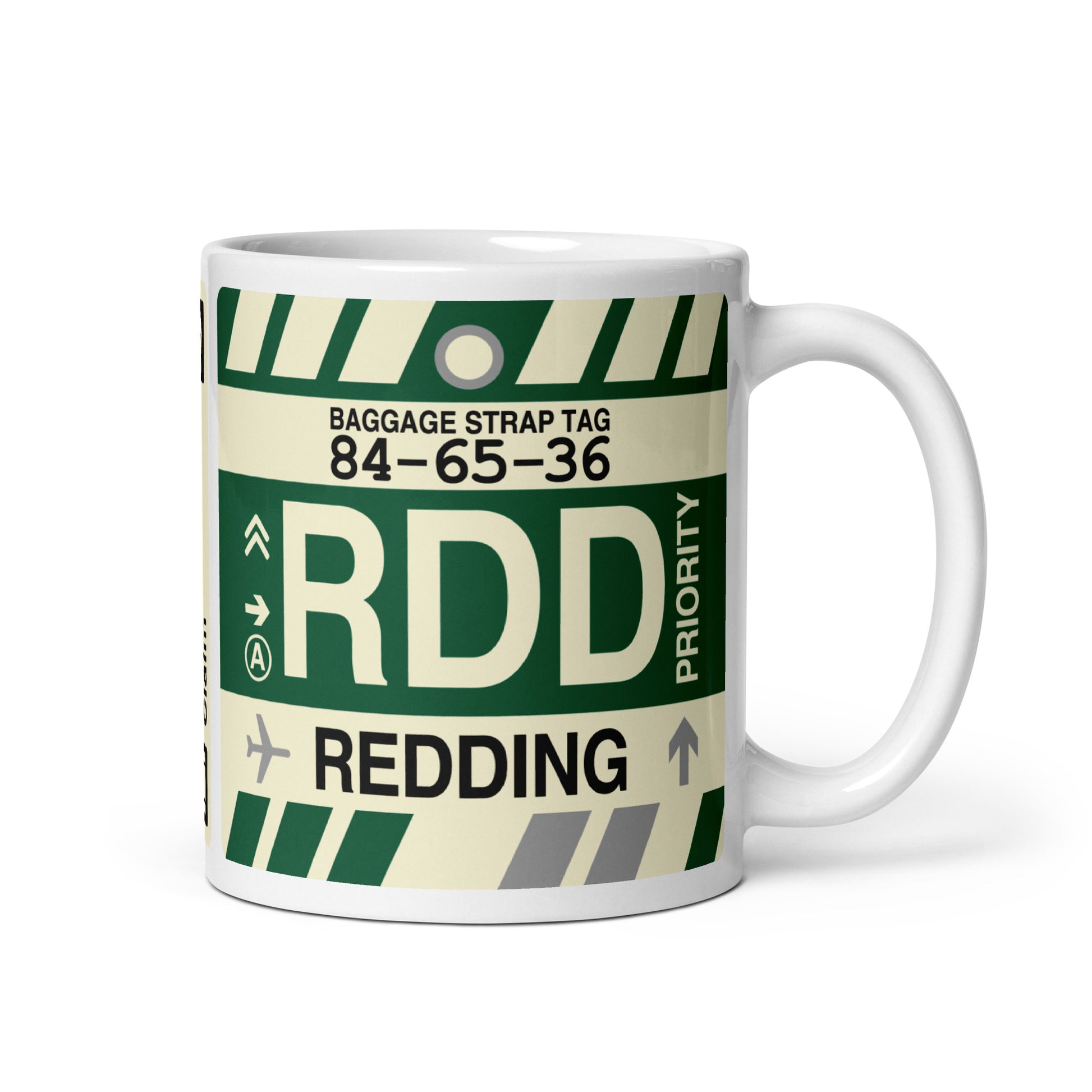 RDD Redding Coffee Mug • Jet Age Baggage Tag Design • YHM Designs - Image 01