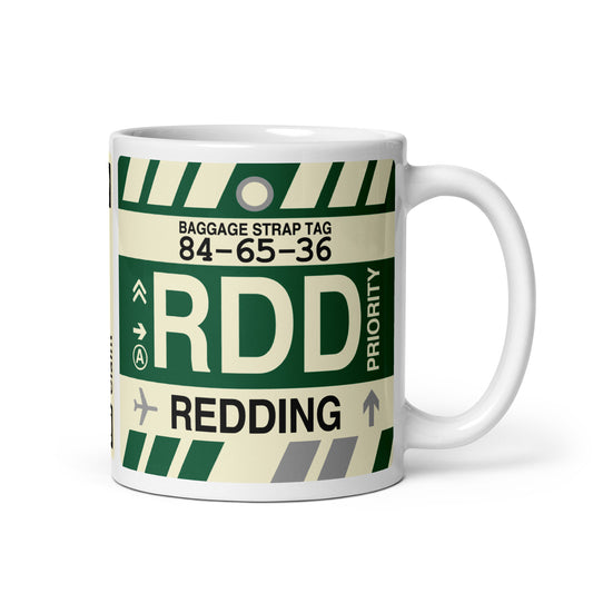 RDD Redding Coffee Mug • Jet Age Baggage Tag Design • YHM Designs - Image 01