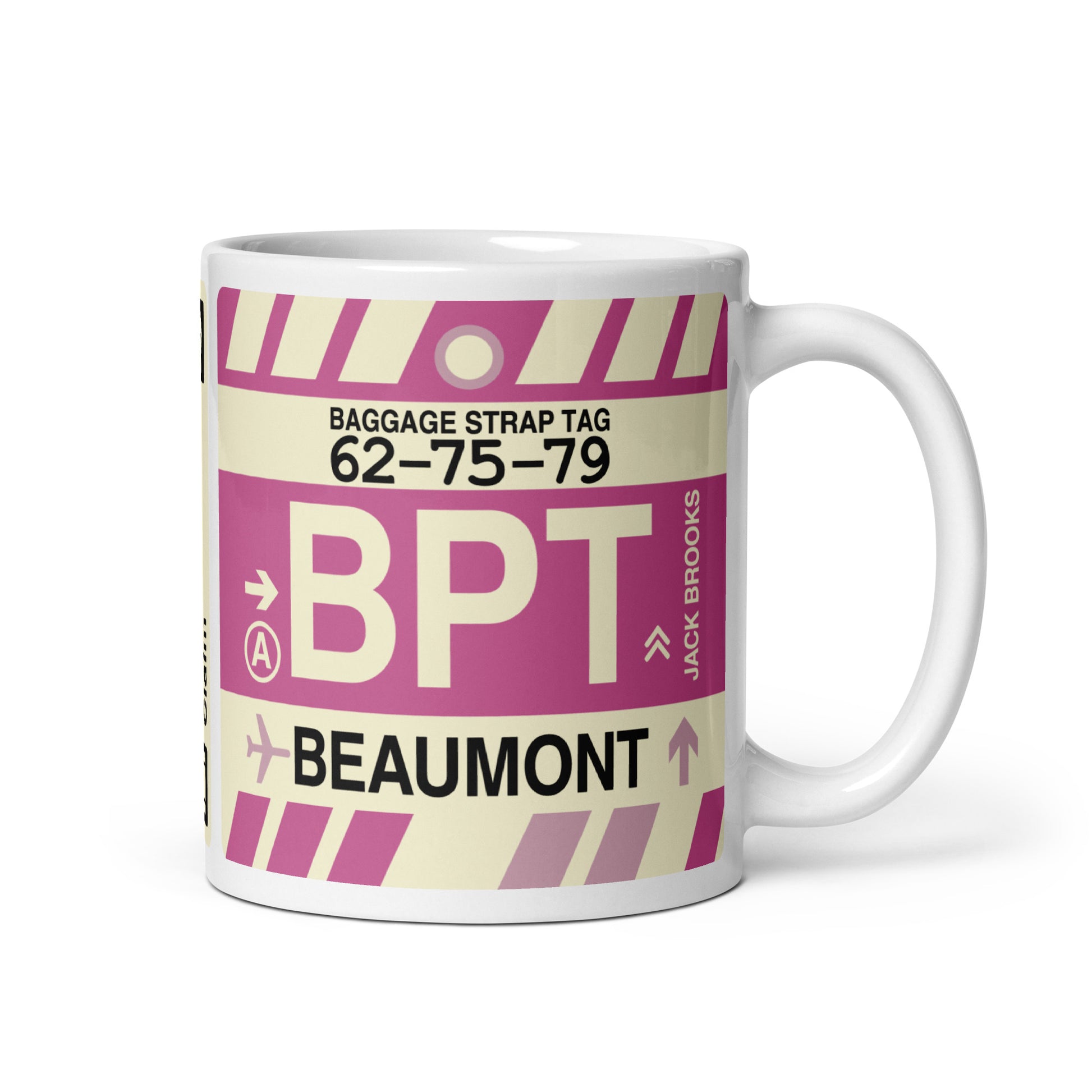 BPT Beaumont Coffee Mug • Jet Age Baggage Tag Design • YHM Designs - Image 01