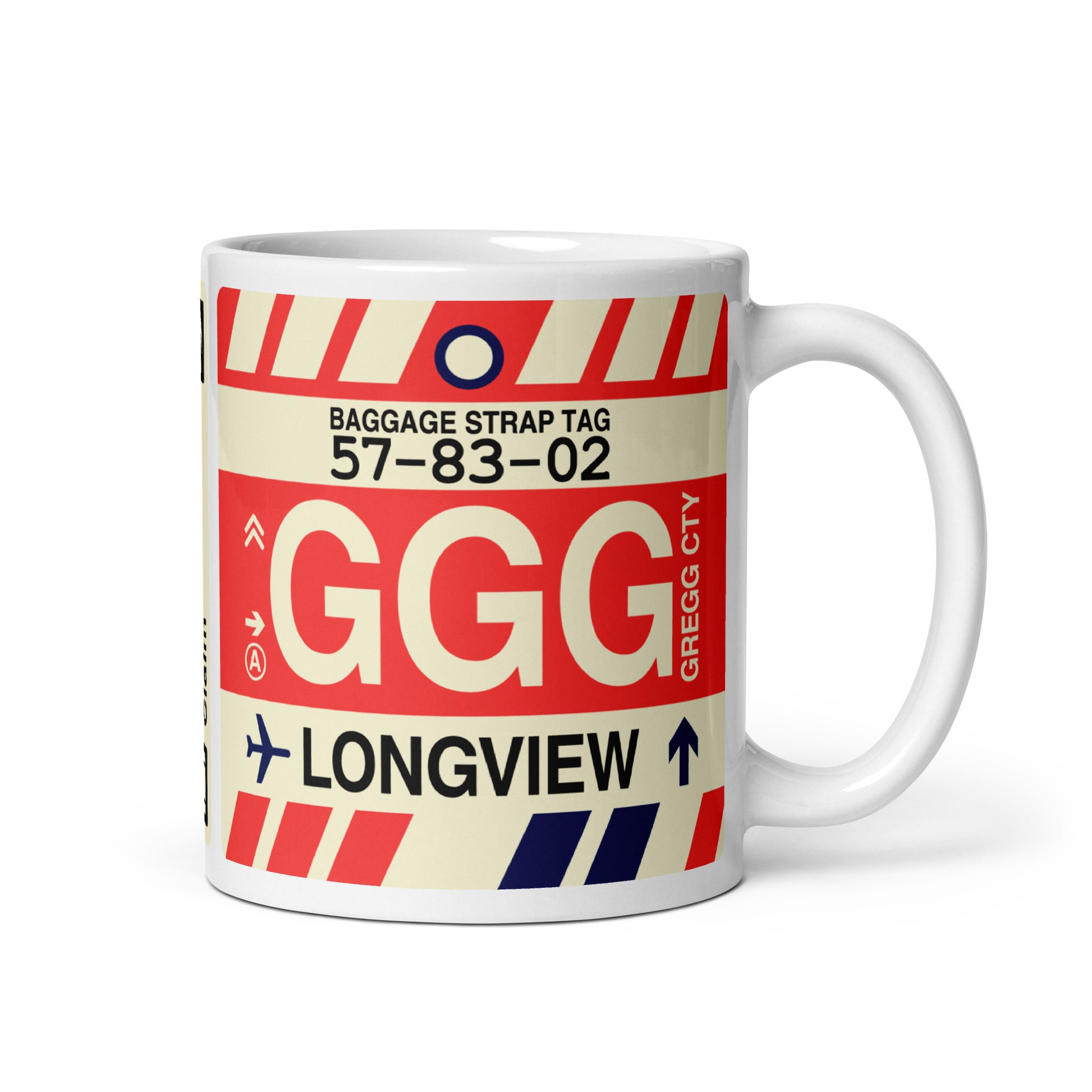 GGG Longview Coffee Mug • Jet Age Baggage Tag Design • YHM Designs - Image 01