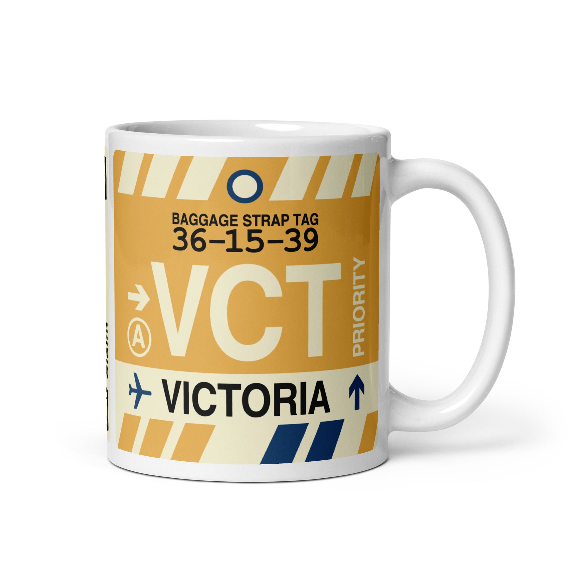 VCT Victoria Coffee Mug • Jet Age Baggage Tag Design • YHM Designs - Image 01