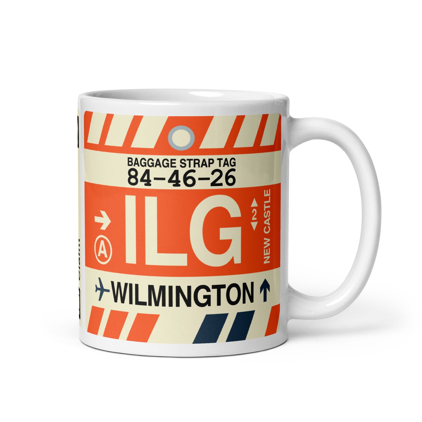 ILG Wilmington Coffee Mug • Jet Age Baggage Tag Design • YHM Designs - Image 01