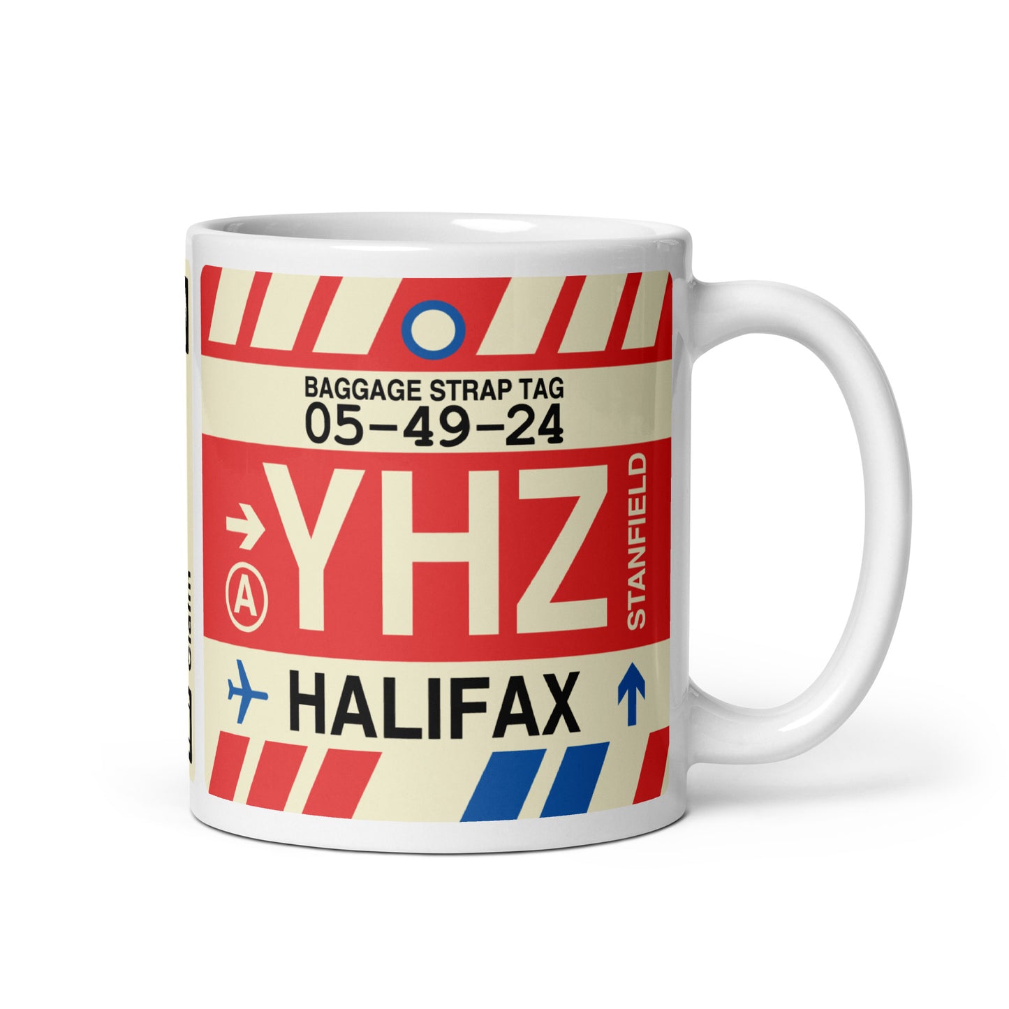 YHZ Halifax Coffee Mug • Jet Age Baggage Tag Design • YHM Designs - Image 01