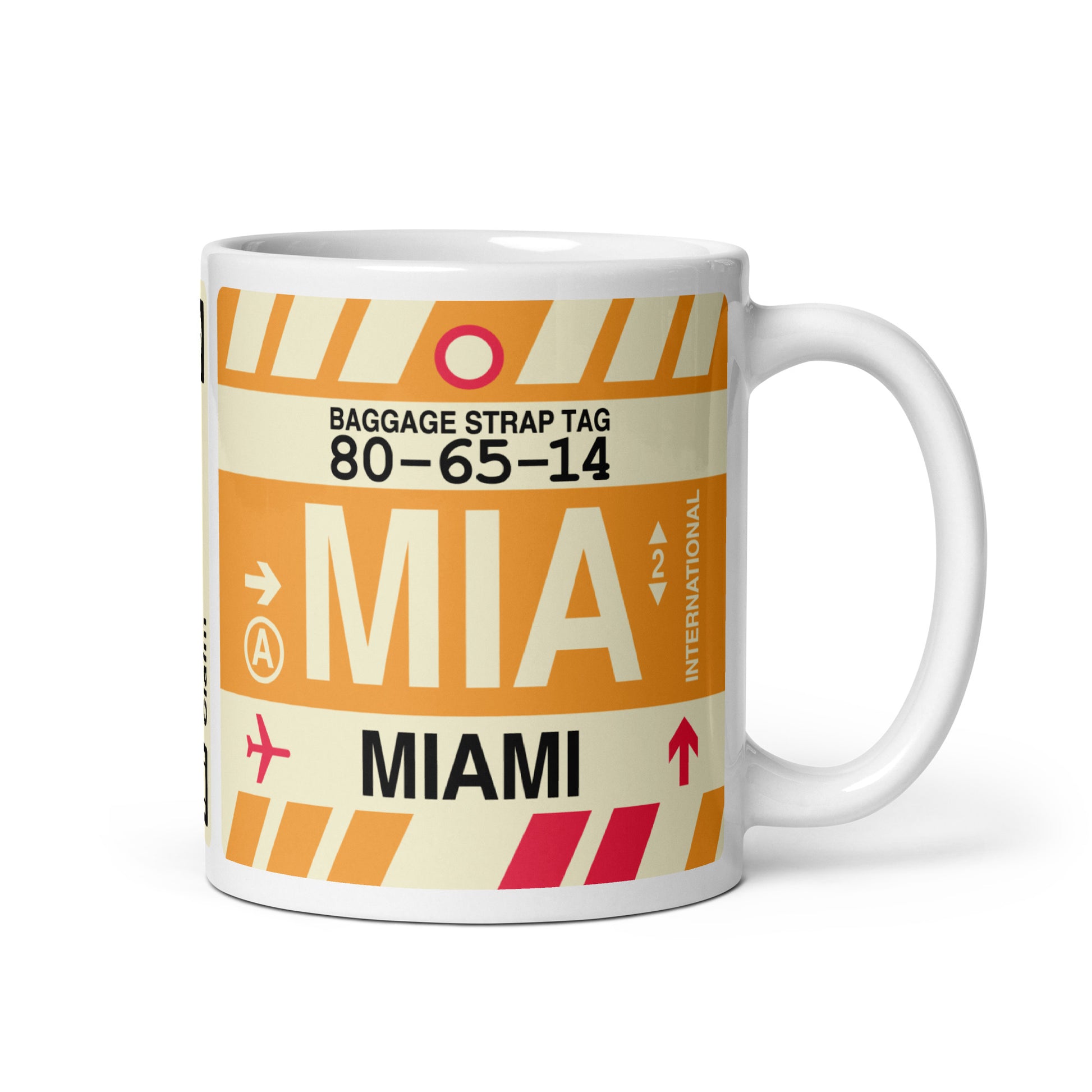 MIA Miami Coffee Mug • Jet Age Baggage Tag Design • YHM Designs - Image 01