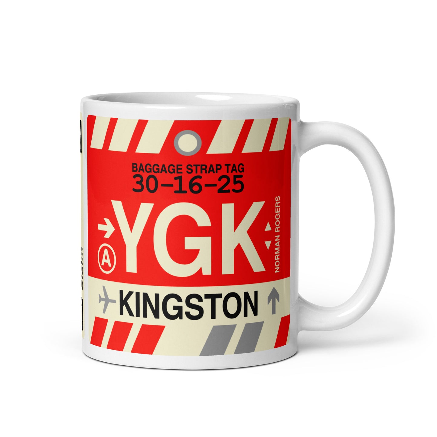YGK Kingston Coffee Mug • Jet Age Baggage Tag Design • YHM Designs - Image 01