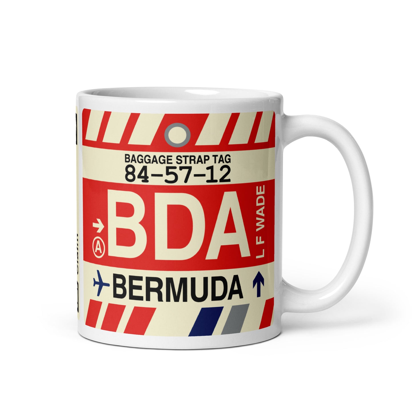 BDA Bermuda Coffee Mug • Jet Age Baggage Tag Design • YHM Designs - Image 01