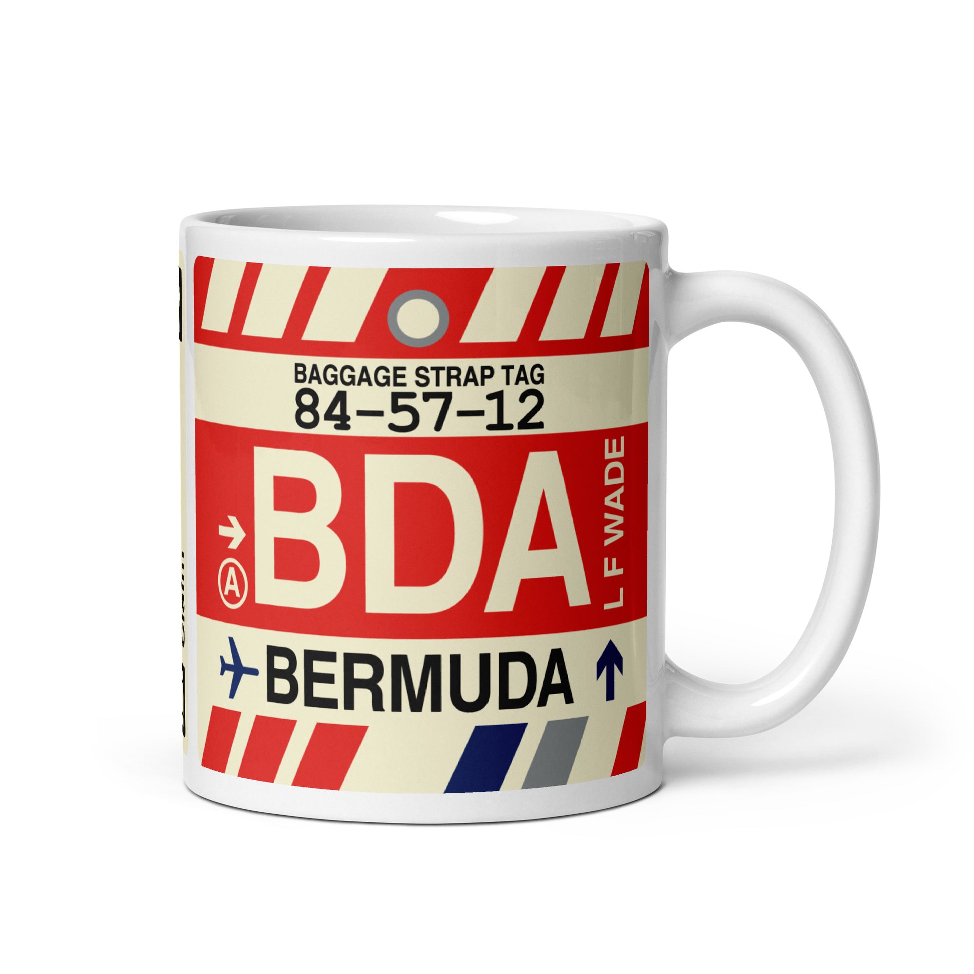 BDA Bermuda Coffee Mug • Jet Age Baggage Tag Design • YHM Designs - Image 01