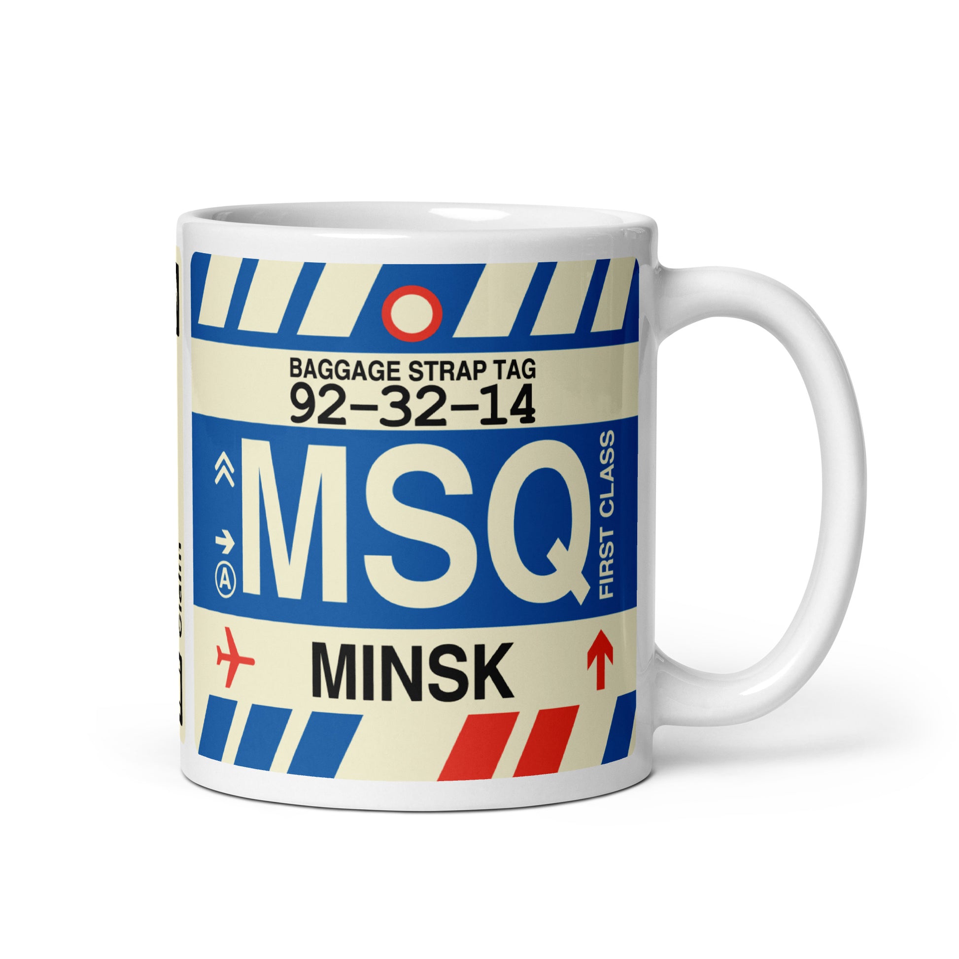 MSQ Minsk Coffee Mug • Jet Age Baggage Tag Design • YHM Designs - Image 01