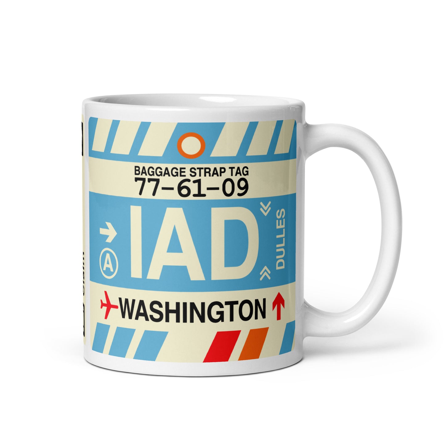 IAD Washington Coffee Mug • Jet Age Baggage Tag Design • YHM Designs - Image 01